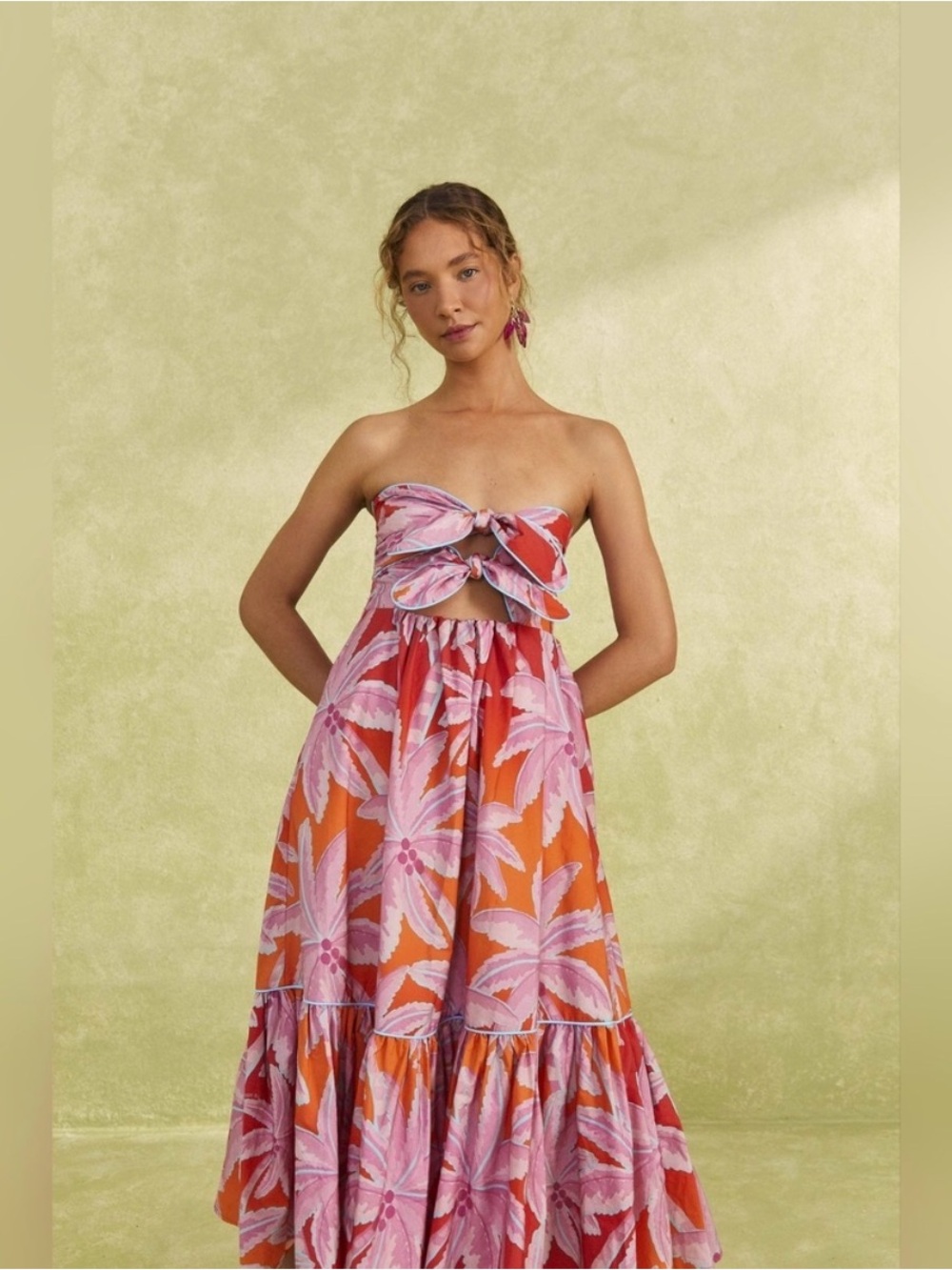Farm Rio Coconut Tree Two Tie
Front Red Ombre Midi Dress